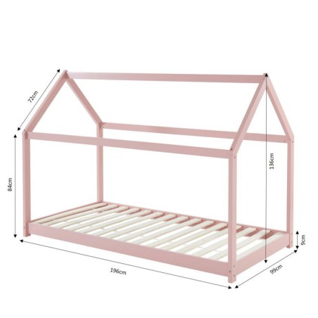 Ensemble Lit Cabane Royaume Des Rêves Rose + Matelas Enfant 90x190 cm Laïba Kids