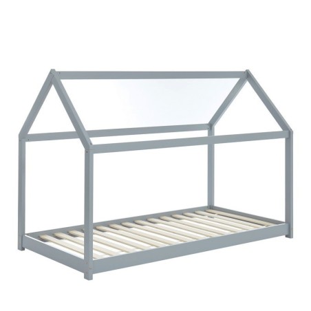 Ensemble Lit Cabane Royaume Des Rêves Gris 90x190 + Matelas Enfant 90x190 cm - Laïba Kids