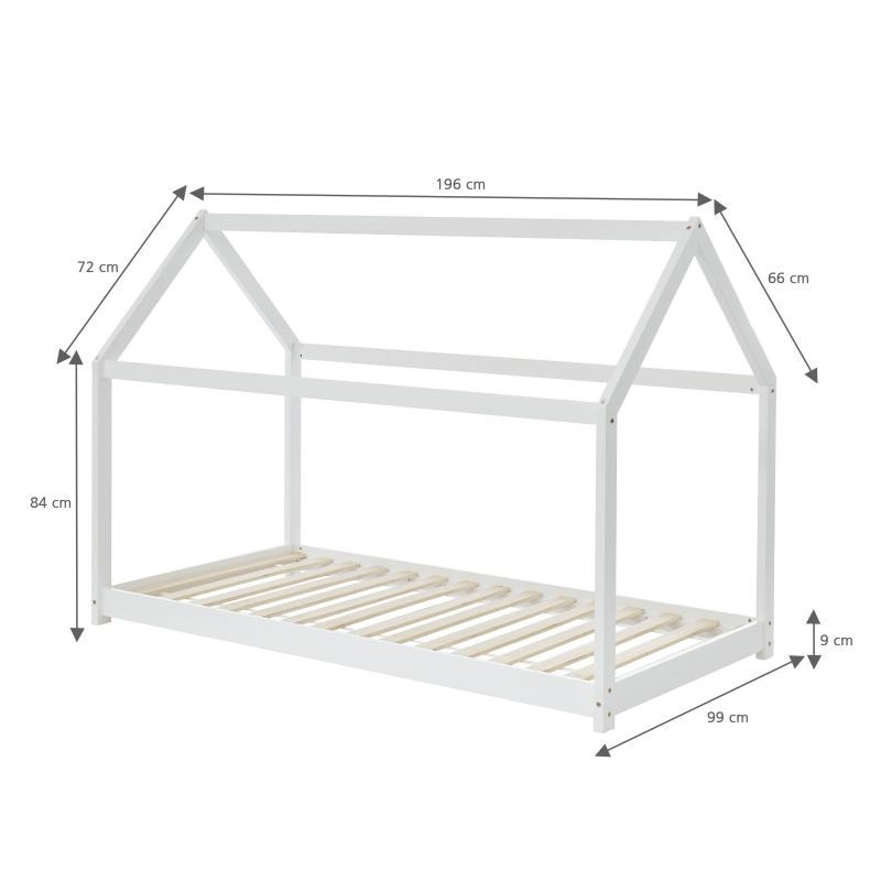 Ensemble Lit Cabane Royaume Des Rêves Blanc 90x190 + Matelas Enfant 90x190 cm - Laïba Kids