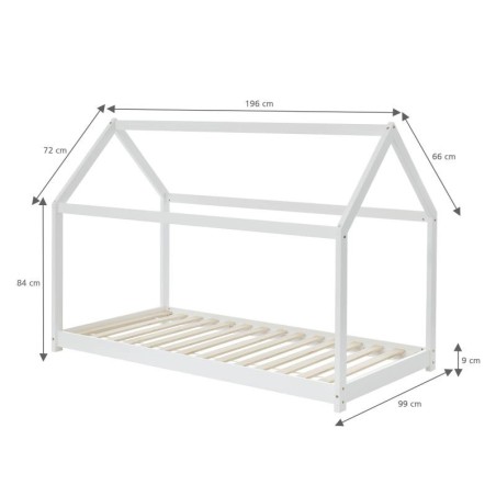 Ensemble Lit Cabane Royaume Des Rêves Blanc 90x190 + Matelas Enfant 90x190 cm - Laïba Kids