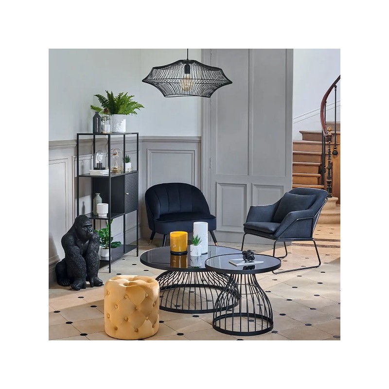 Pouf Velours Adriana Ocre Atmosphera