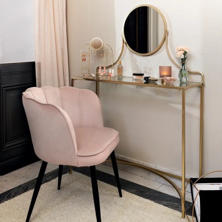 Coiffeuse En Verre Artificiel Doré Atmosphera