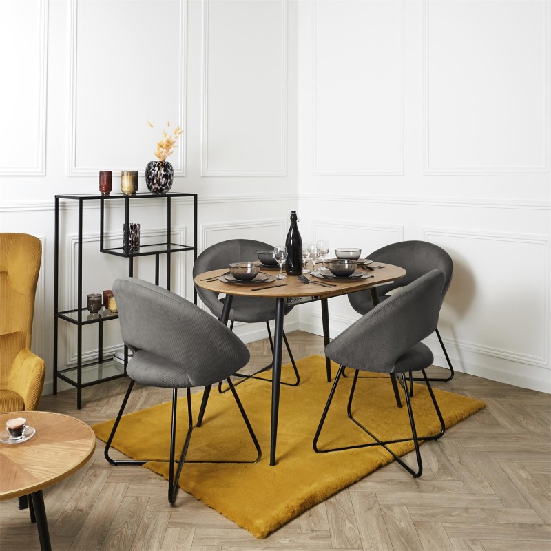 Fauteuil Rond Velours Côtelé Giulia Gris Home Deco Factory