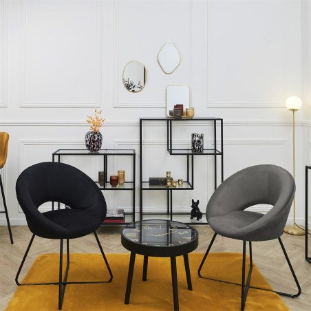 Fauteuil Rond Velours Côtelé Giulia Gris Home Deco Factory