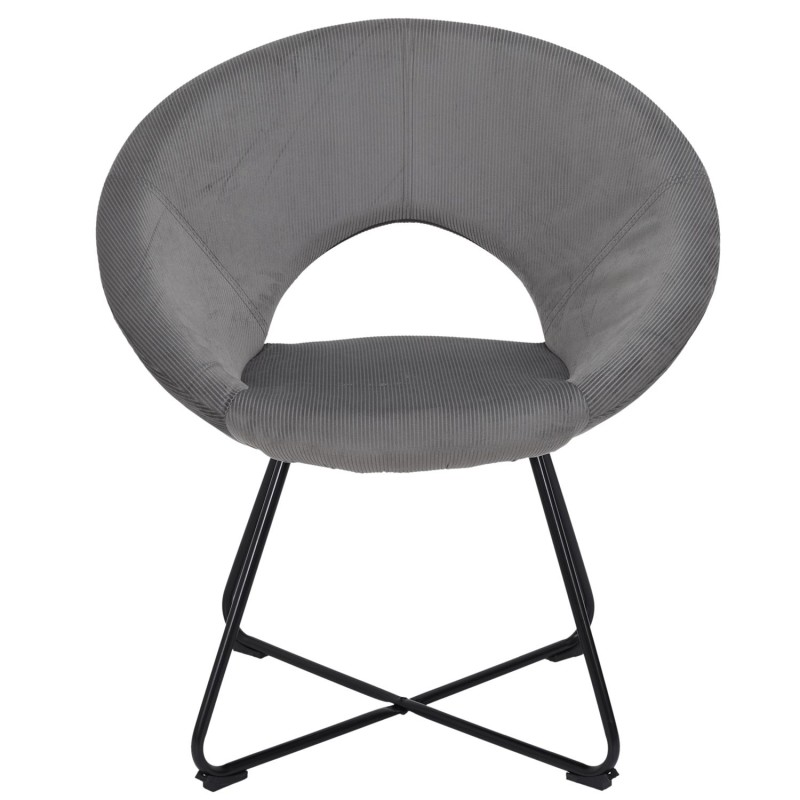 Fauteuil Rond Velours Côtelé Giulia Gris Home Deco Factory