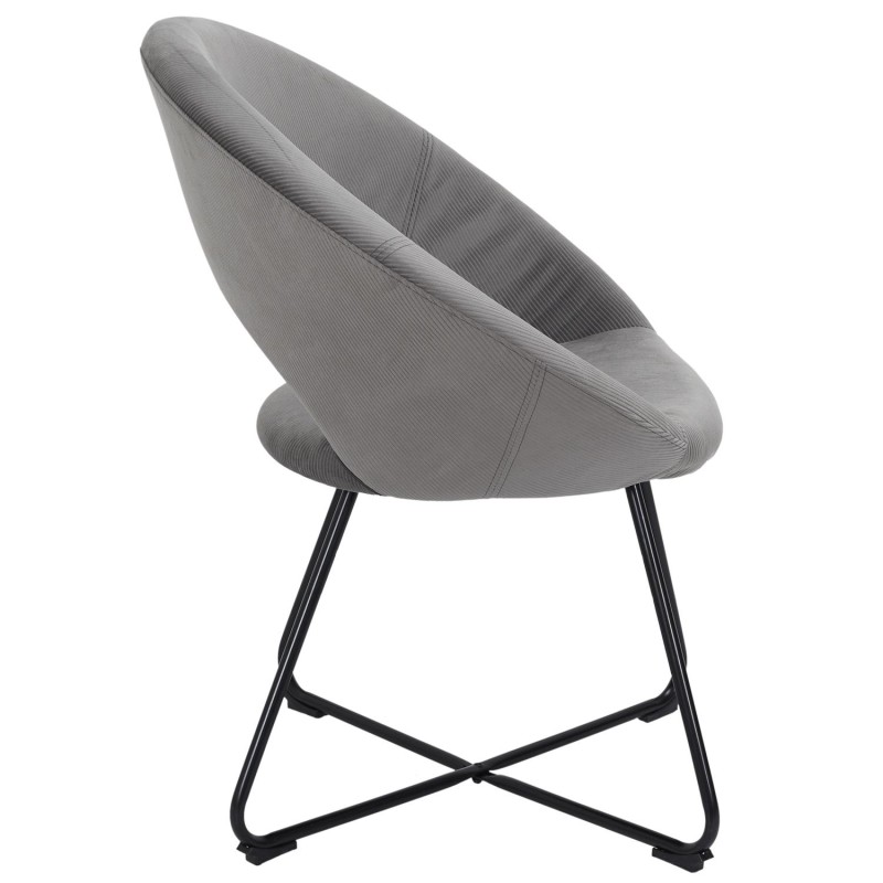 Fauteuil Rond Velours Côtelé Giulia Gris Home Deco Factory