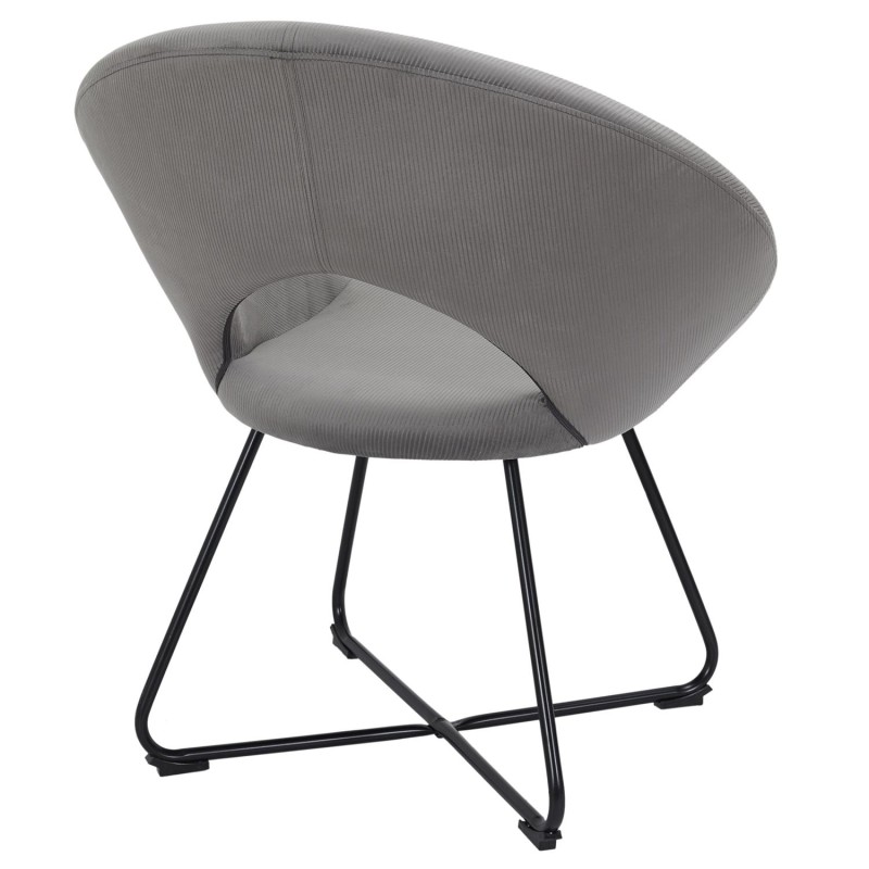 Fauteuil Rond Velours Côtelé Giulia Gris Home Deco Factory