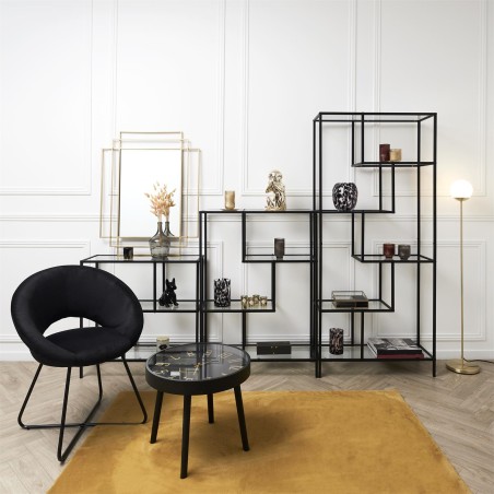 Fauteuil Rond Velours Côtelé Giulia Noir Home Deco Factory