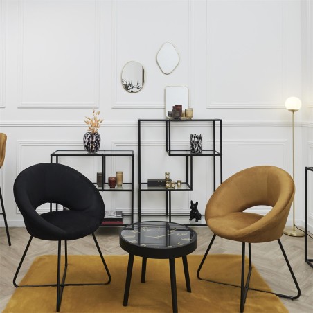 Fauteuil Rond Velours Côtelé Giulia Noir Home Deco Factory