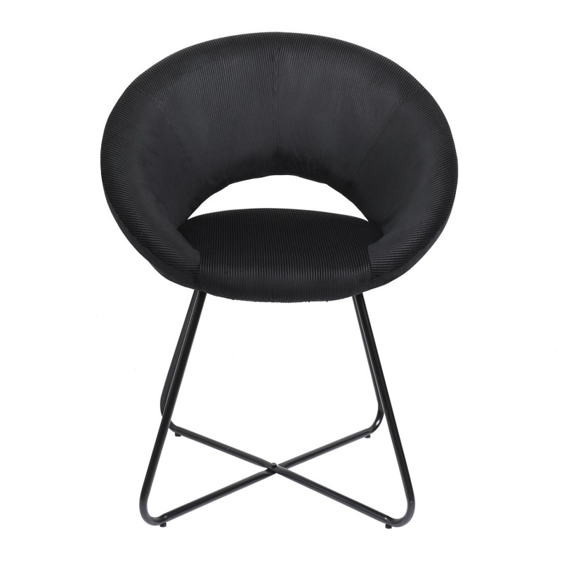 Fauteuil Rond Velours Côtelé Giulia Noir Home Deco Factory