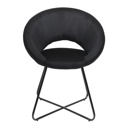 Fauteuil Rond Velours Côtelé Giulia Noir Home Deco Factory