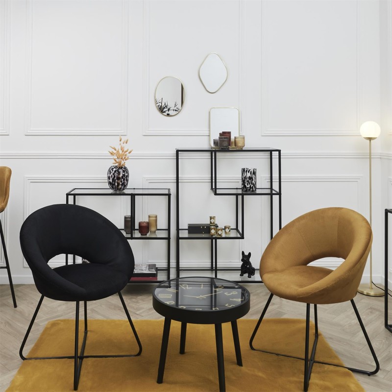 Fauteuil Rond Velours Côtelé Giulia Jaune Home Deco Factory