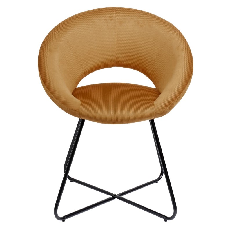 Fauteuil Rond Velours Côtelé Giulia Jaune Home Deco Factory