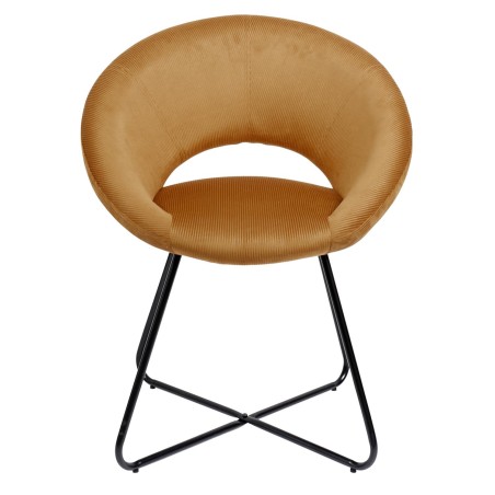 Fauteuil Rond Velours Côtelé Giulia Jaune Home Deco Factory