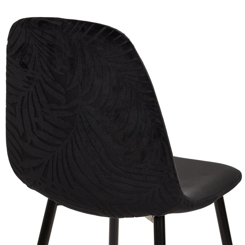 Chaise Métal Assise En Velours Leaf Noir Home Deco Factory