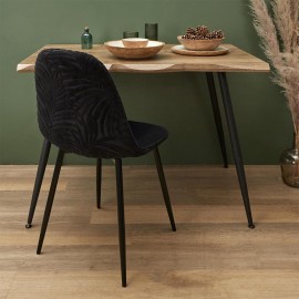 Chaise Métal Assise En Velours Leaf Noir Home Deco Factory 2