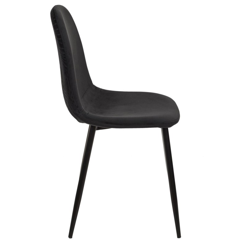 Chaise Métal Assise En Velours Leaf Noir Home Deco Factory