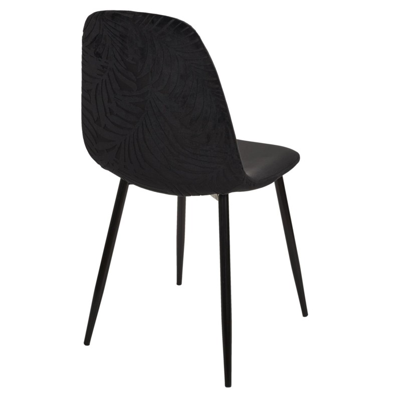 Chaise Métal Assise En Velours Leaf Noir Home Deco Factory