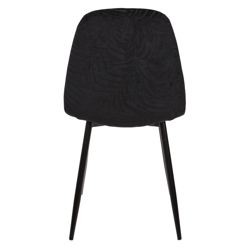 Chaise Métal Assise En Velours Leaf Noir Home Deco Factory