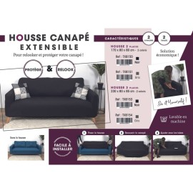 Housse extensible canapé 3 places Gris Home Deco Factory 2