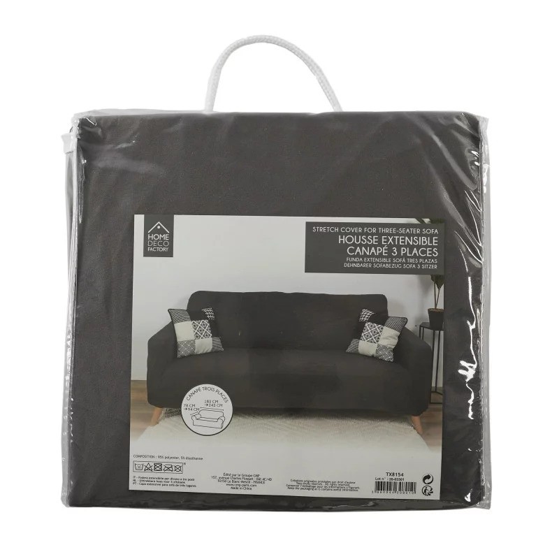Housse extensible canapé 3 places Gris Home Deco Factory