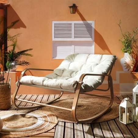 Fauteuil à bascule Miami imitation bois Home Deco Factory