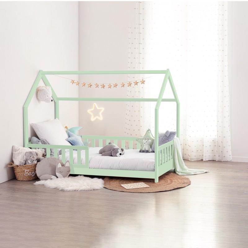 Lit cabane enfant Bosco 90x190 Vert Laïba Kids