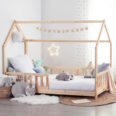 Lit Cabane Enfant 90x190cm Naturel