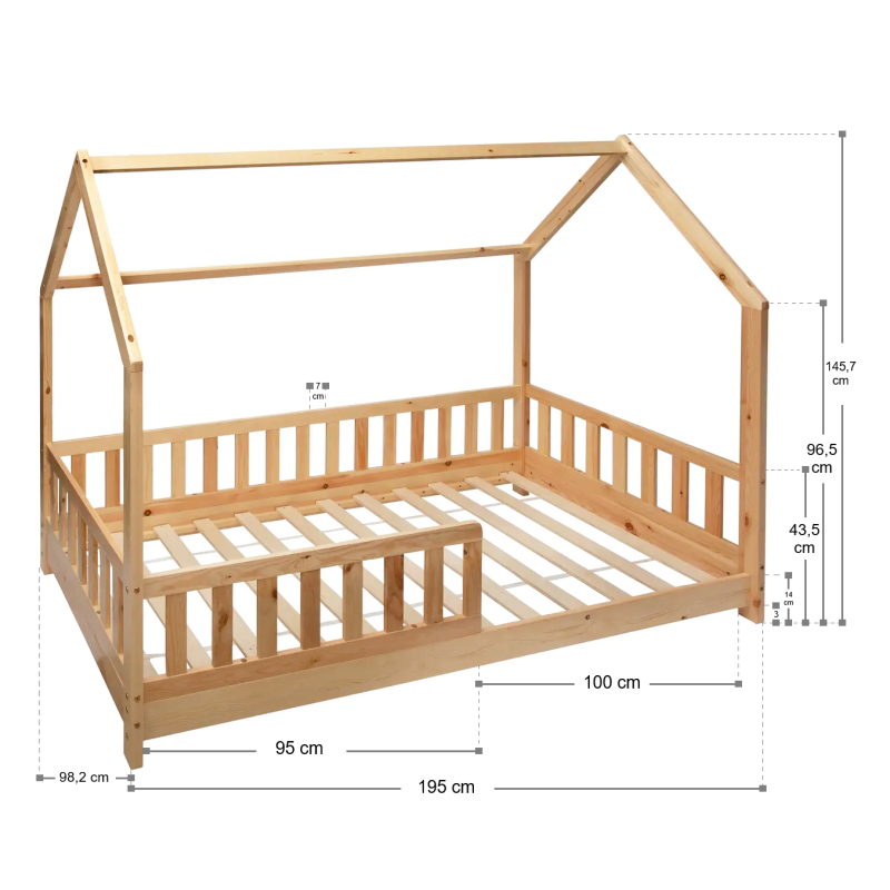 Lit Cabane Enfant 90x190cm Naturel