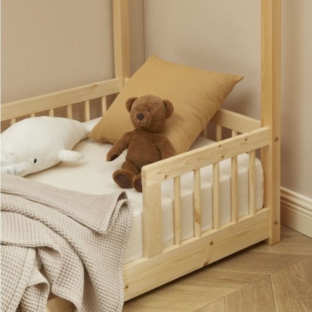 Lit cabane avec barrières Explorateur Beige 70x140 - Laïba Kids