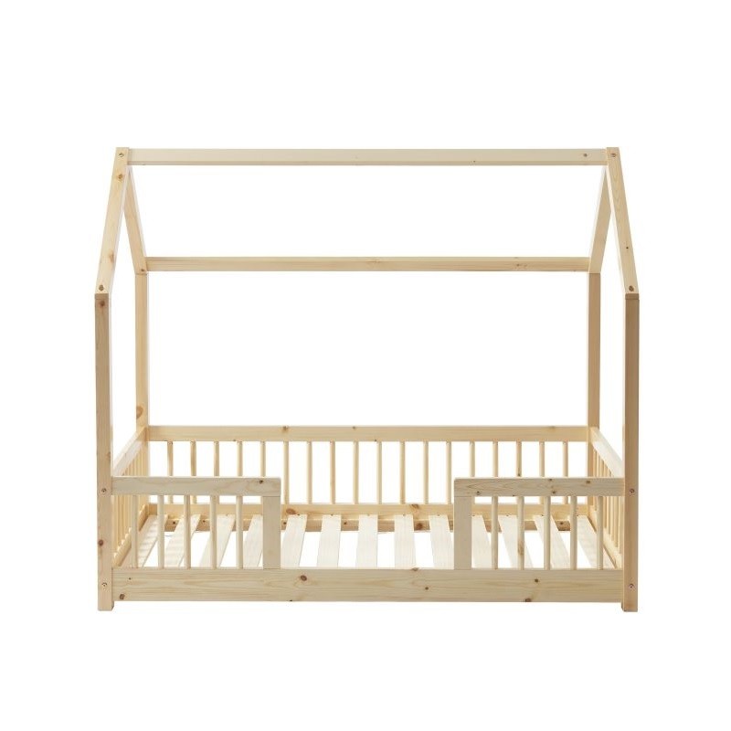Lit cabane avec barrières Explorateur Beige 70x140 - Laïba Kids