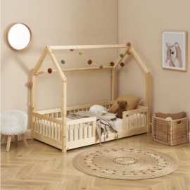 Lit cabane avec barrières Explorateur Beige 70x140 - Laïba Kids 2