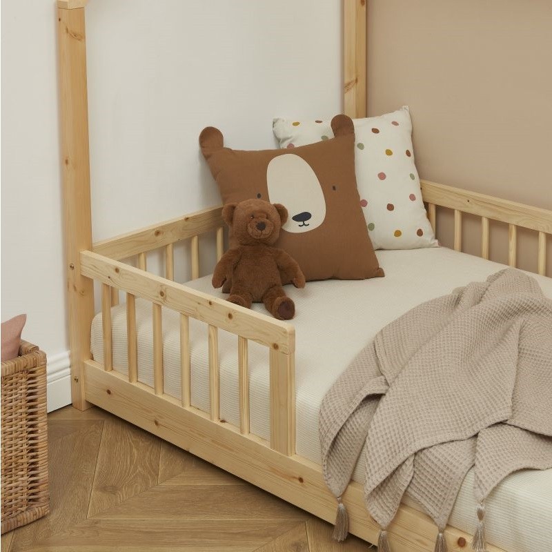 Lit cabane avec barrière Ludique Beige 90x190 - Laïba Kids