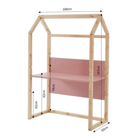 Bureau Enfant Cabane Évolutif Rose - Laïba Kids