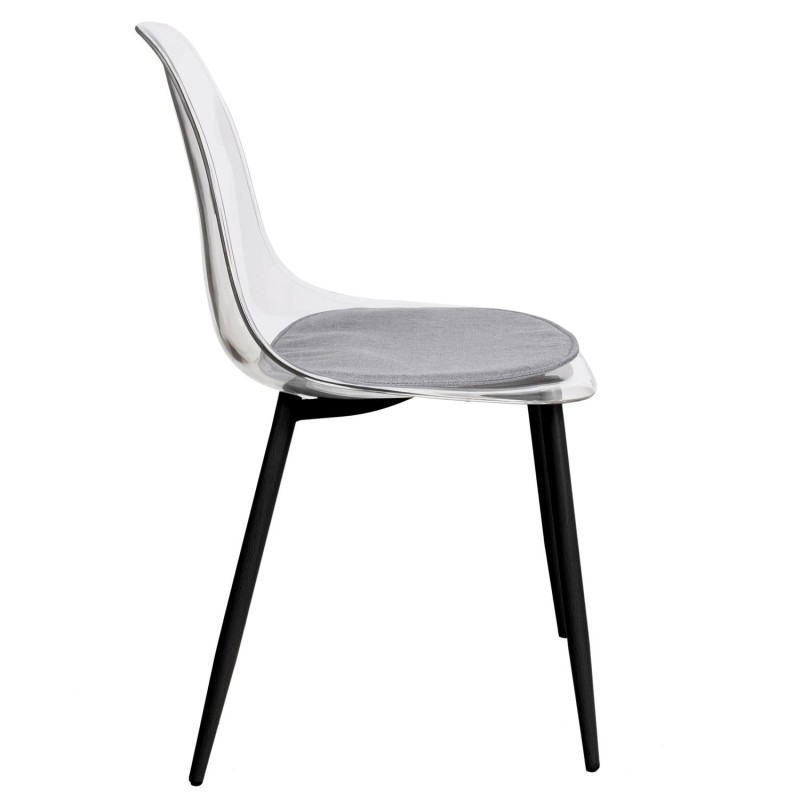 Chaise Transparente Pieds Métal Noir Home Deco Factory