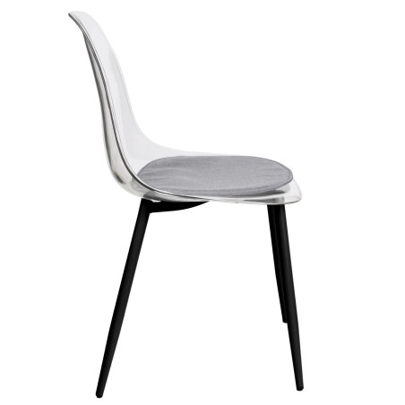 Chaise Transparente Pieds Métal Noir Home Deco Factory