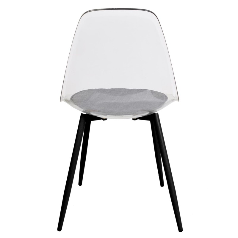 Chaise Transparente Pieds Métal Noir Home Deco Factory