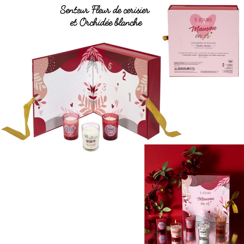 Calendrier D'Avent Maman 5 bougies Rouge Home Deco Factory