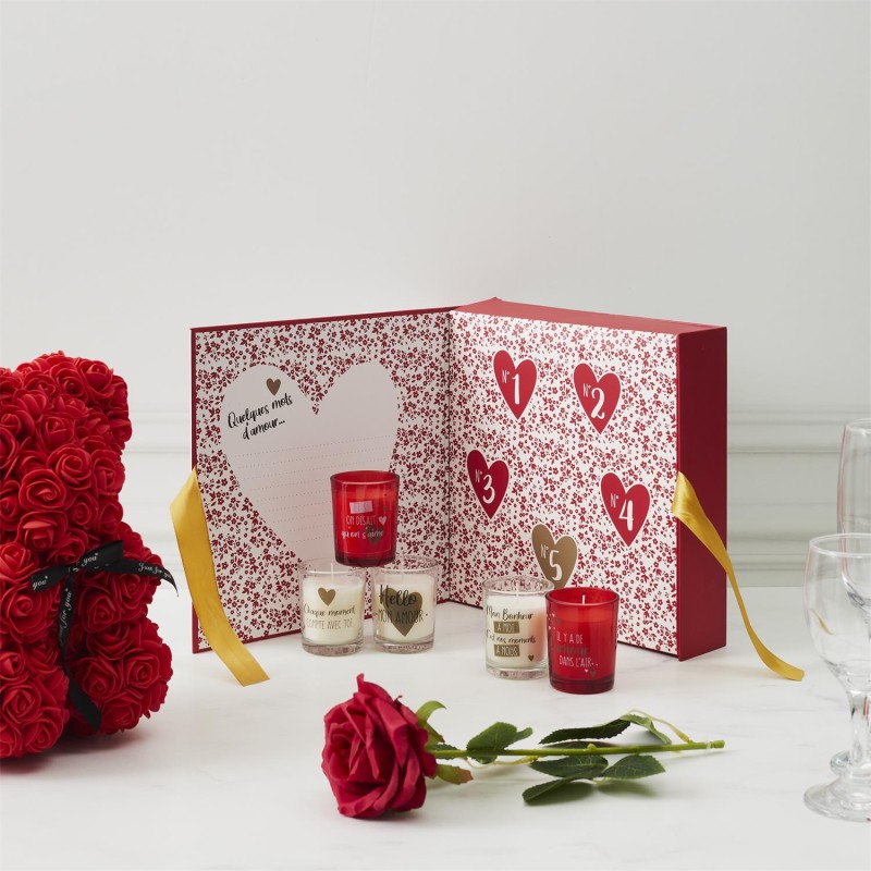 Calendrier D'Avent Amour 5 bougies Rouge Home Deco Factory