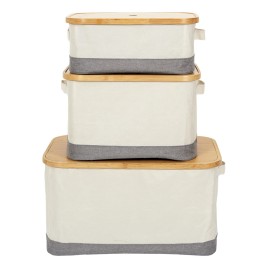 Lot De 3 Paniers Bambou Beige Home Deco Factory