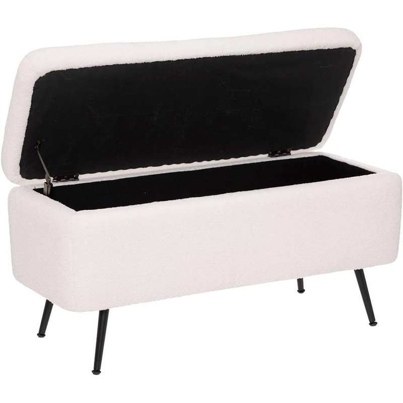 Banc coffre bouclette Aurora Blanc Atmosphera