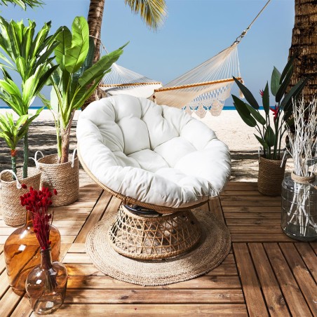 Fauteuil Cancun Coussin Blanc Home Deco Factory