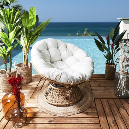 Fauteuil Cancun Coussin Blanc Home Deco Factory