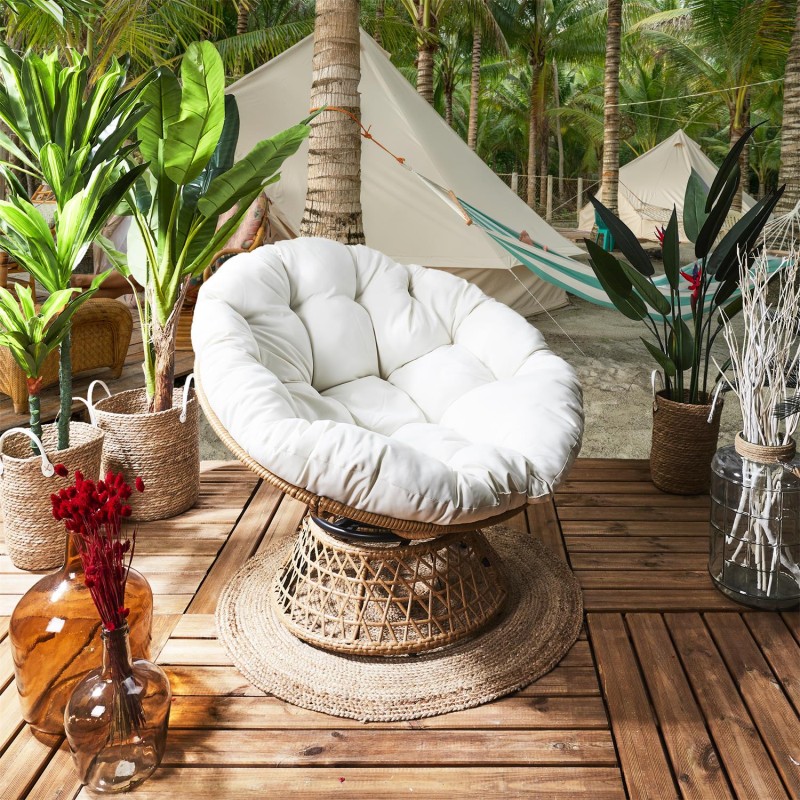 Fauteuil Cancun Coussin Blanc Home Deco Factory