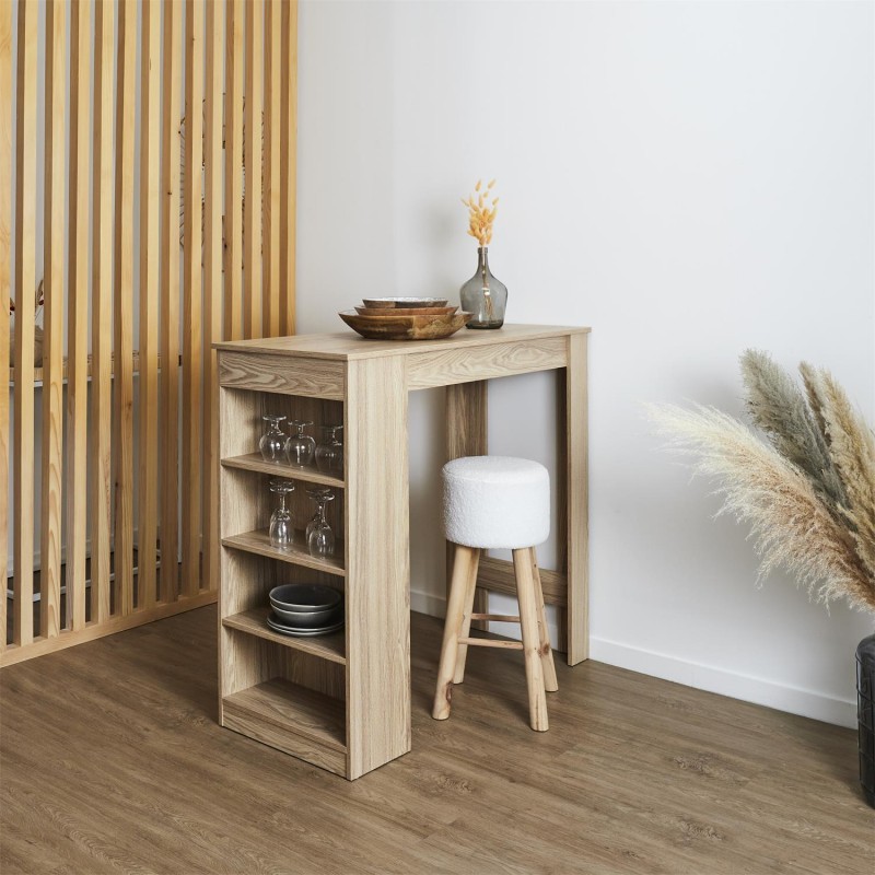 Table de bar avec étagère Beige Home Deco Factory