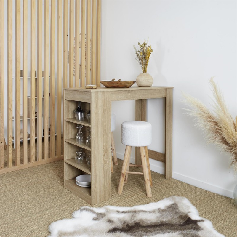 Table de bar avec étagère Beige Home Deco Factory