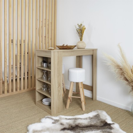 Table de bar avec étagère Beige Home Deco Factory