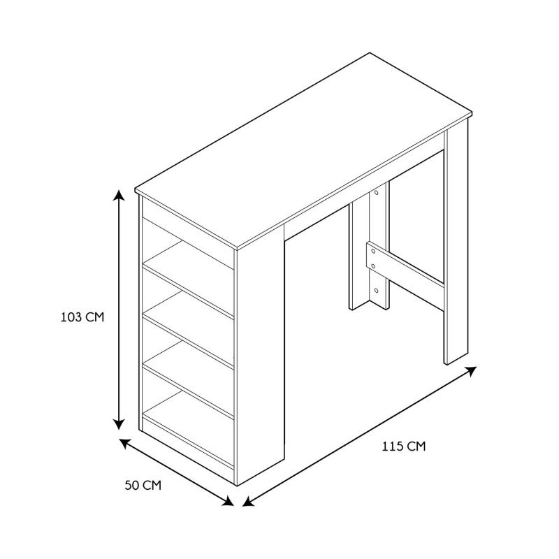 Table de bar avec étagère Beige Home Deco Factory
