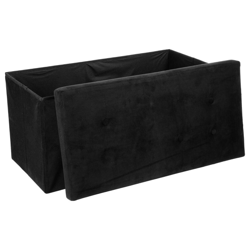 Pouf Pliable Velours Lysandre Noir - Atmosphera