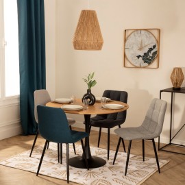 Chaise De Table En Tissu Gris Clair - Atmosphera 2